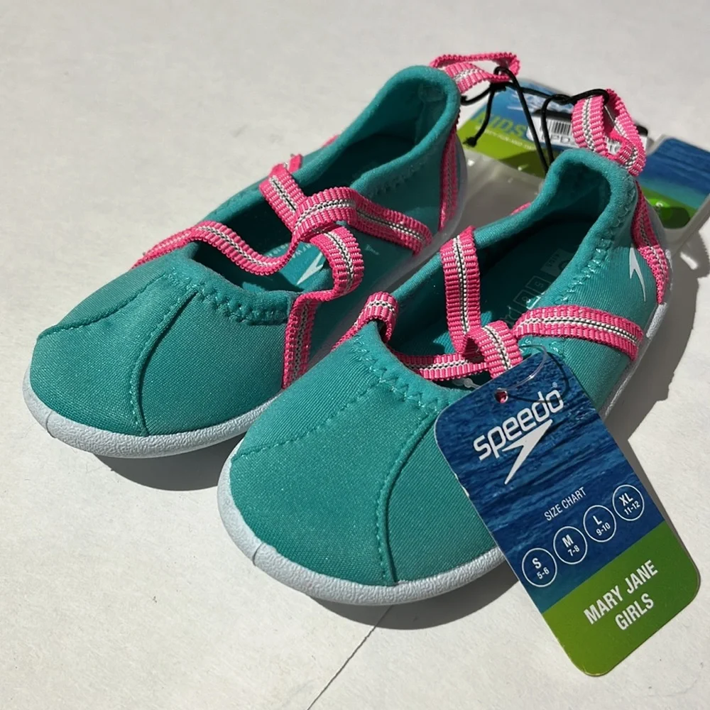 🌟NWT🌟 Speedo Toddler Mary Jane Girls Water Shoes - Turquoise kids sz small 5 6
